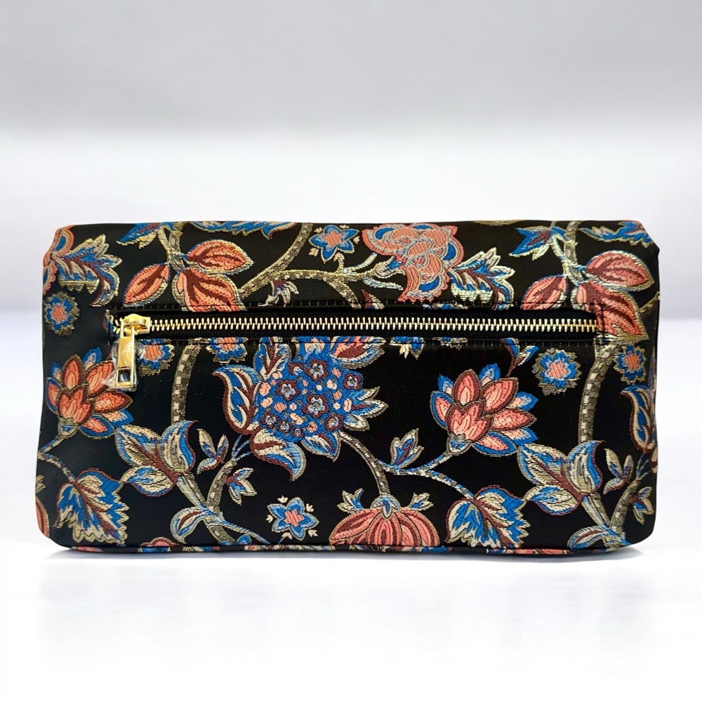 NATURALIZER Embroidered Clutch Purse Black Gold Floral w/ Chain Evening NWT - Picture 5 of 14